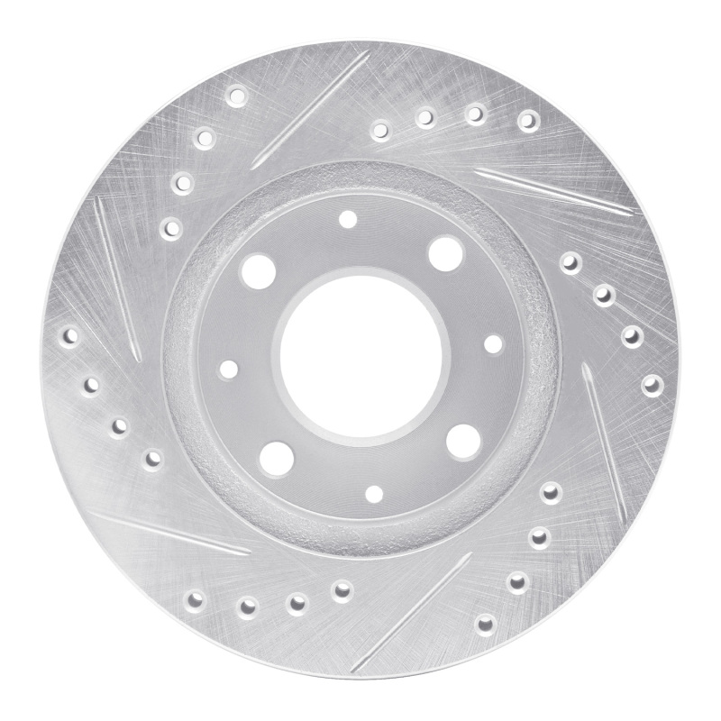 Honda Insight Brake Rotor (1) - Front Right - R1 Concepts - Drilled & Slotted - Silver - `84-`06